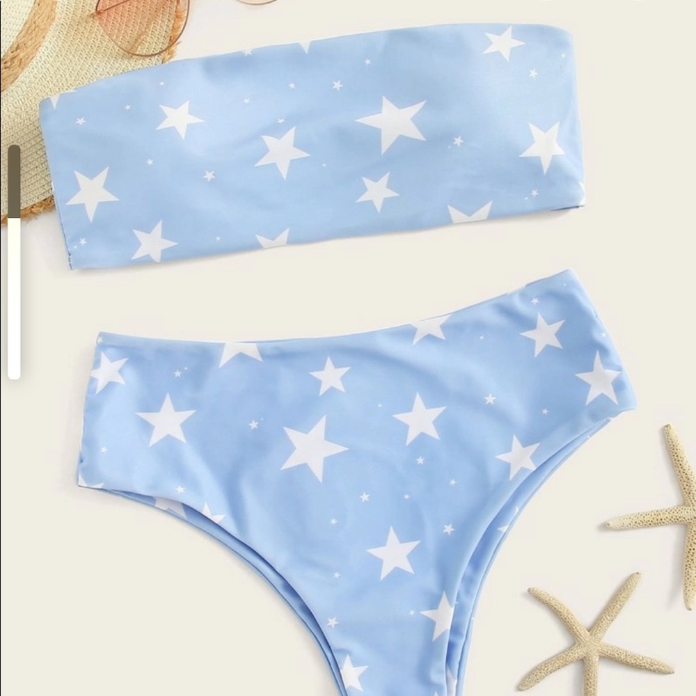 High waisted Bandeau top bikini set